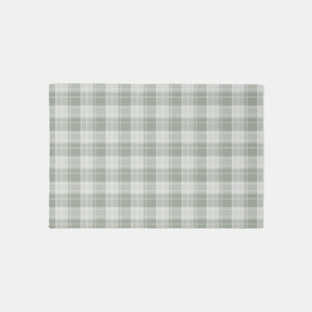 Light Sage Green Plaid Pattern Rug (Front)