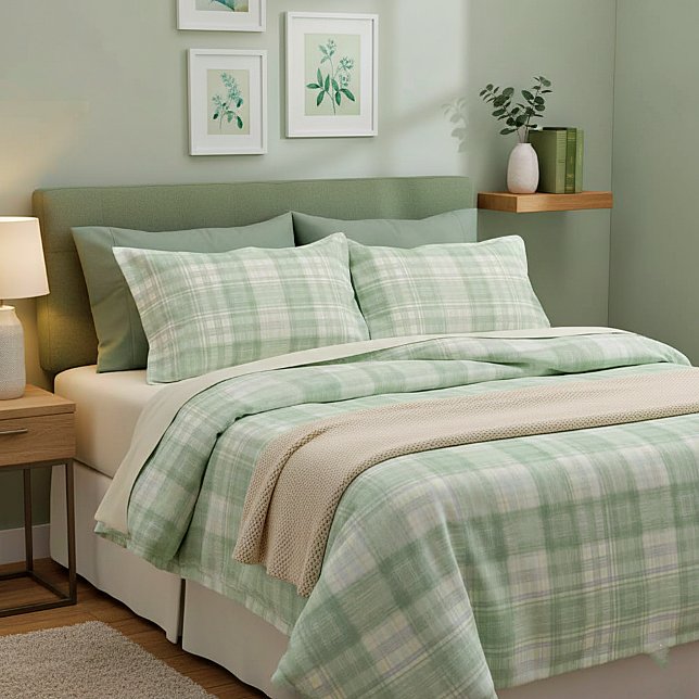 Light sage green plaid pillow case (Creator Uploaded)