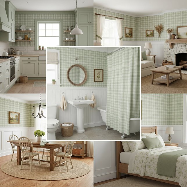 Light sage green plaid wallpaper  (Creator Uploaded)