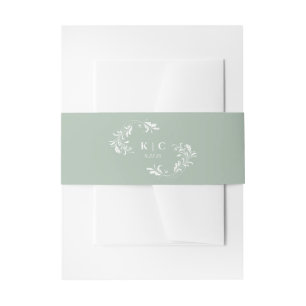 Light Sage Green Wedding Reception Elegant Vintage Invitation Belly Band