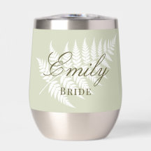 Light Sage Green White Fern Elegant Bridal Silver
