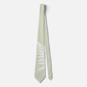 Light Sage Green White Fern Simply Elegant Wedding Neck Tie