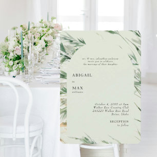 Light Sage Modern Foliage Rounded Wedding  Invitation