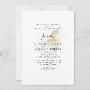 Light Sage Muted Sunflower Modern Wedding Invitation