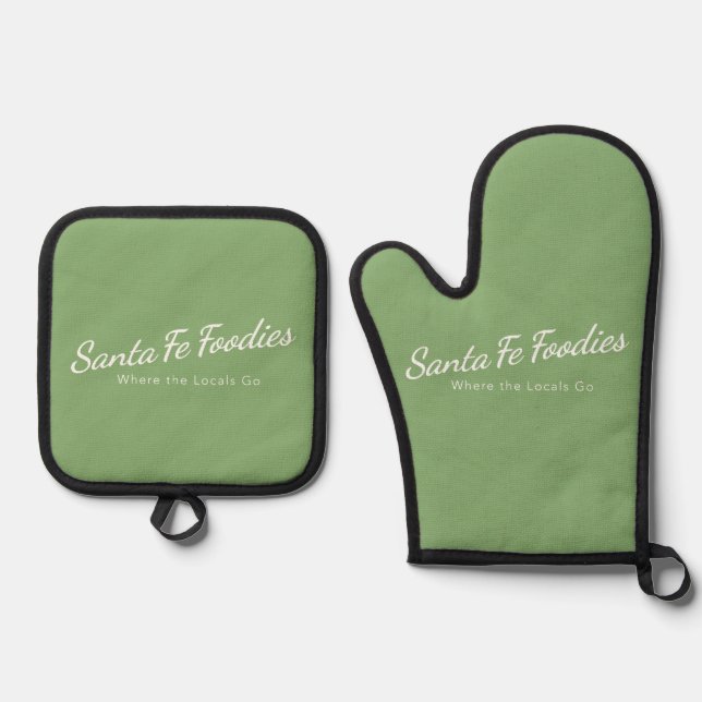 Light Sage Oven Mitt, Potholder Mitt & Pot Holder Set (Front)