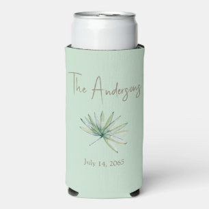 Light Sage Personalized Tropical Wedding Favor Seltzer Can Cooler
