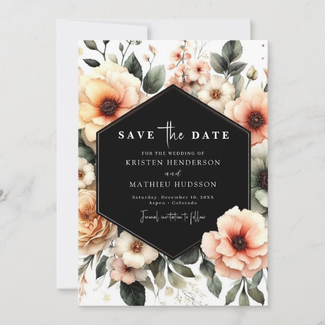 Light Sage Romantic Peach Wedding Save The Date (Front)