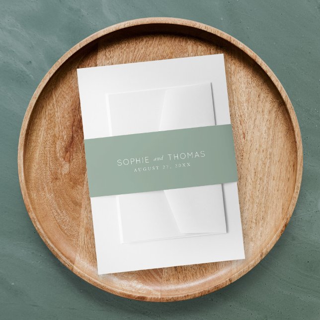 Light Sage Wedding Invitation Belly Band (Creator Uploaded)