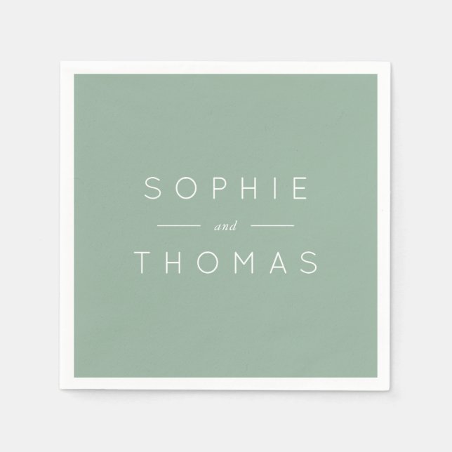 Light Sage Wedding Napkins (Front)