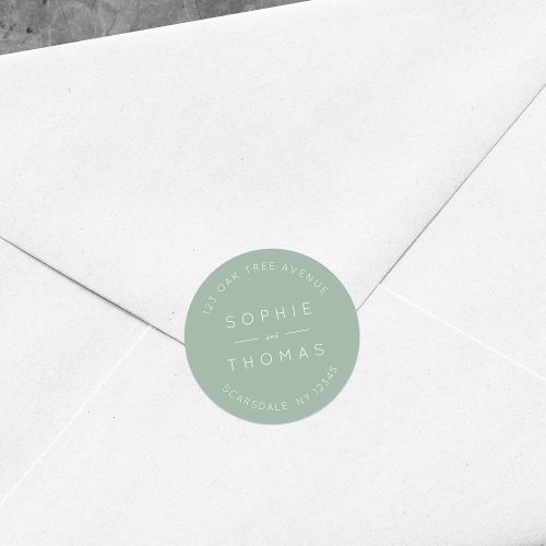 Light Sage Wedding Return Address Modern Classic Round Sticker