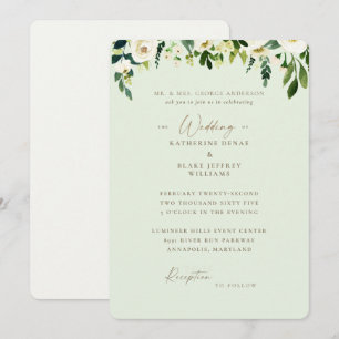 Light Sage White Floral Bride Parents Wedding  Invitation