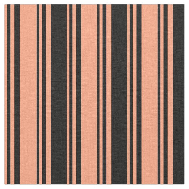 Light Salmon and Black Lined/Striped Pattern Fabric (Close Up)