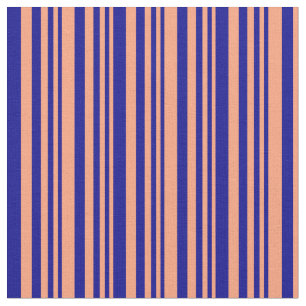 Light Salmon and Dark Blue Colored Lines Fabric