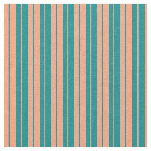 Light Salmon and Dark Cyan Lines Pattern Fabric