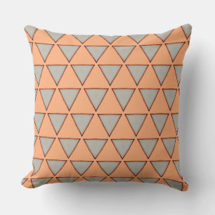 Light Salmon and Dark Gray All Sides Triangle Throw Pillow