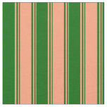 [ Thumbnail: Light Salmon and Dark Green Colored Stripes Fabric ]