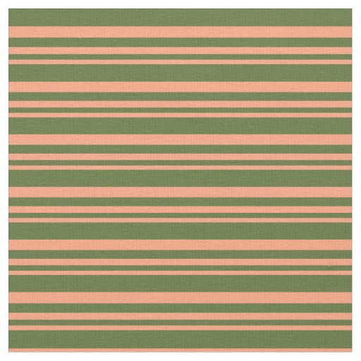 Light Salmon and Dark Olive Green Pattern Fabric