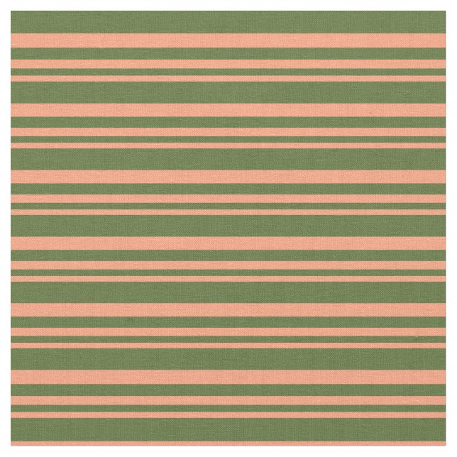 Light Salmon and Dark Olive Green Pattern Fabric (Close Up)