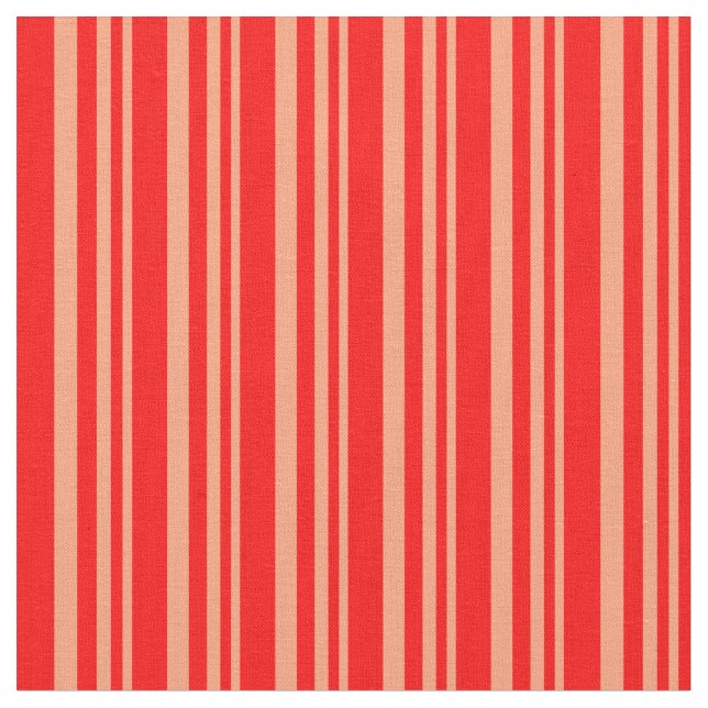 Light Salmon and Red Lined/Striped Pattern Fabric (Close Up)