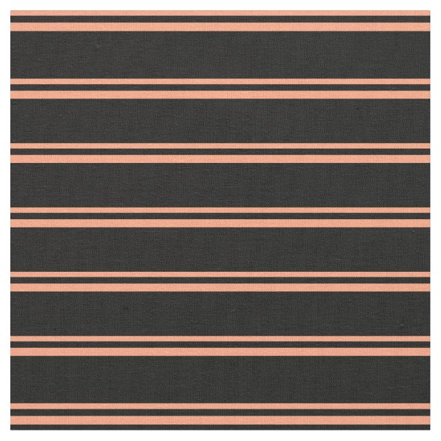 Light Salmon & Black Colored Lines Pattern Fabric (Close Up)