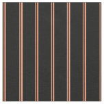 [ Thumbnail: Light Salmon & Black Stripes/Lines Pattern Fabric ]