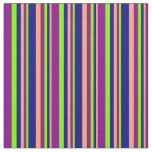 [ Thumbnail: Light Salmon, Blue, Green & Purple Stripes Fabric ]