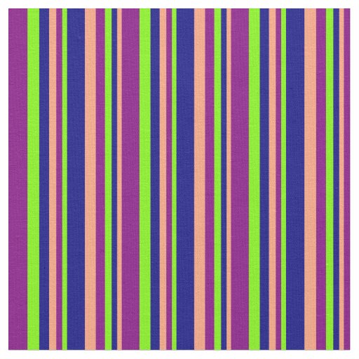 Light Salmon, Blue, Green & Purple Stripes Fabric