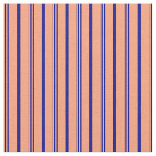 Light Salmon & Dark Blue Colored Lines Fabric