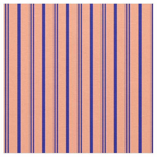 Light Salmon & Dark Blue Colored Lines Fabric