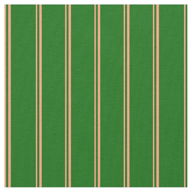 Light Salmon & Dark Green Colored Pattern Fabric (Close Up)