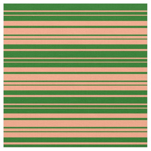 Light Salmon & Dark Green Colored Stripes Fabric