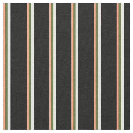 Light Salmon, Dark Olive Green, White, and Black Fabric