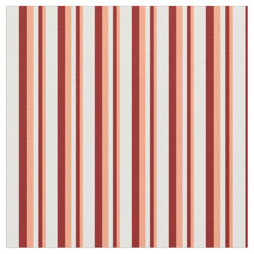 Light Salmon, Dark Red & Mint Cream Lines Fabric