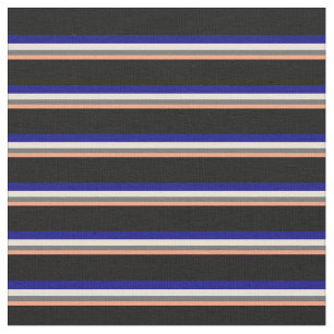 Light Salmon, Dim Grey, Bisque, Blue & Black Fabric