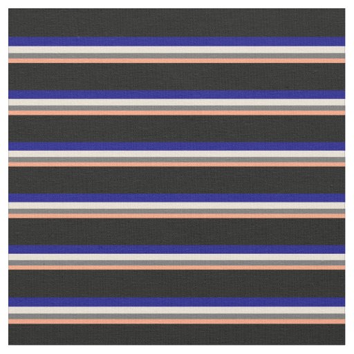 Light Salmon, Dim Grey, Bisque, Blue & Black Fabric