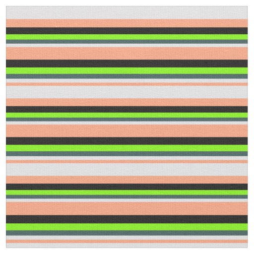 Light Salmon, Lavender, Slate Gray, Green & Black Fabric