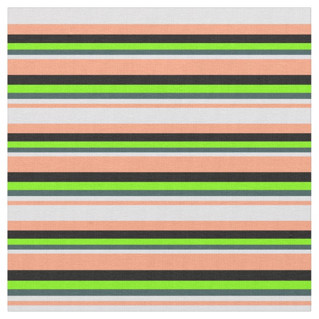 Light Salmon, Lavender, Slate Gray, Green & Black Fabric (Close Up)