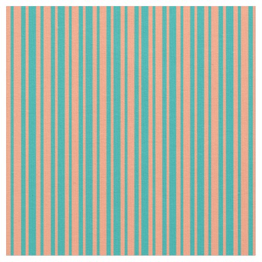 Light Salmon & Light Sea Green Lines Fabric
