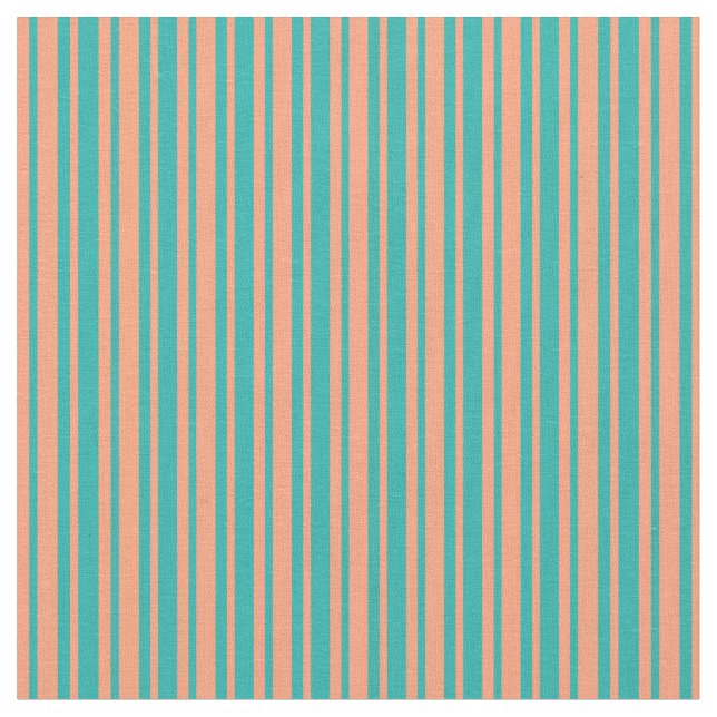 Light Salmon & Light Sea Green Lines Fabric (Close Up)