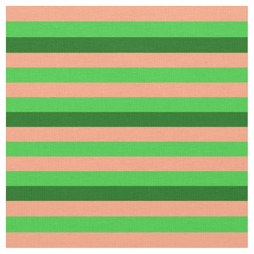Light Salmon, Lime Green, and Dark Green Stripes Fabric