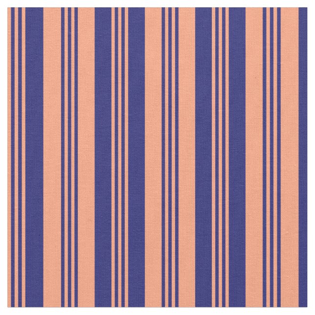 Light Salmon & Midnight Blue Colored Pattern Fabric (Close Up)