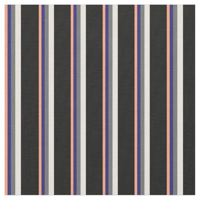 Light Salmon, Midnight Blue, Gray, Beige & Black Fabric (Close Up)