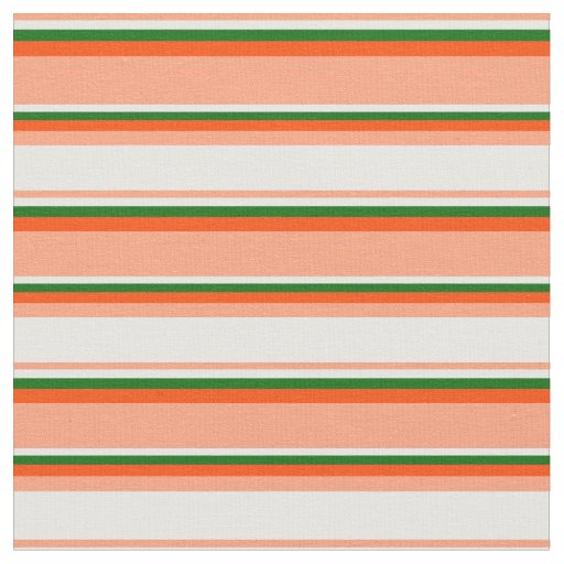 Light Salmon, Mint Cream, Dark Green & Red Lines Fabric