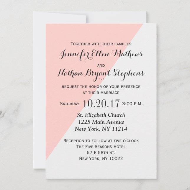 Light Salmon Pink and Gray Two Tone Invitation (Front)