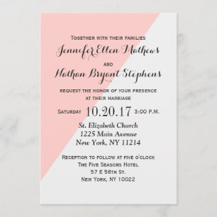 Light Salmon Pink and Gray Two Tone Invitation