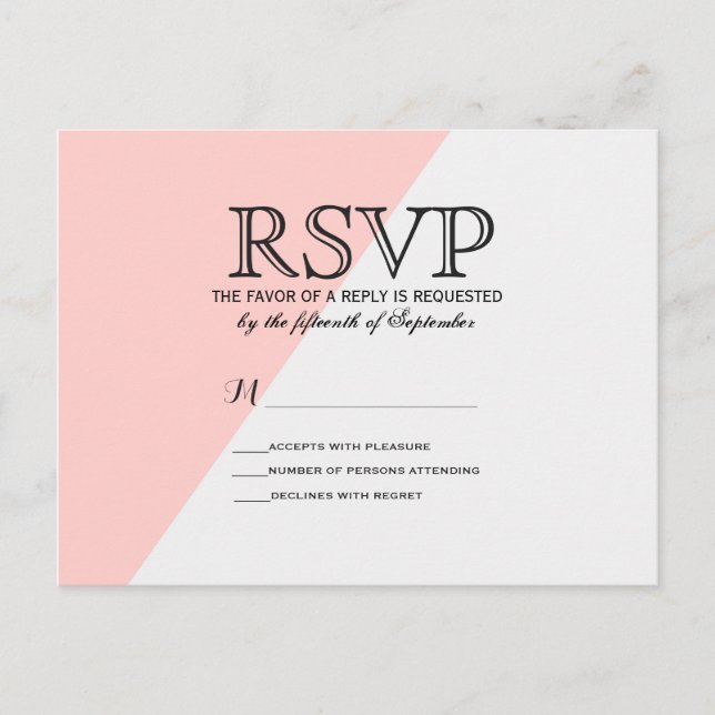 Light Salmon Pink and Gray Two Tone Invitation Postcard (Front)