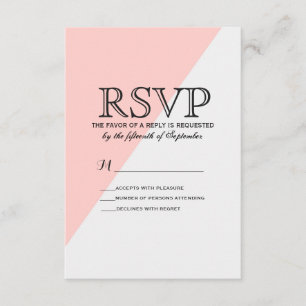 Light Salmon Pink and Gray Two Tone RSVP Card