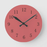 Light Salmon Red Round (medium) Wall Clock at Zazzle