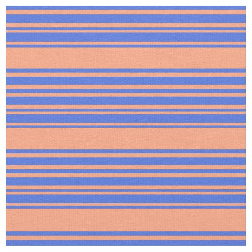 Light Salmon & Royal Blue Lined/Striped Pattern Fabric