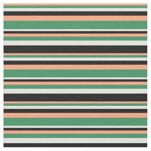 Light Salmon, Sea Green, Light Cyan & Black Lines Fabric